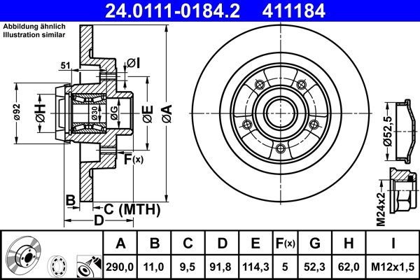 ATE 24.0111-0184.2 Brake Disc