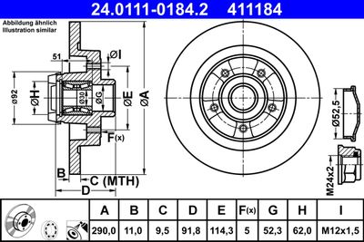 Brake Disc ATE 24.0111-0184.2