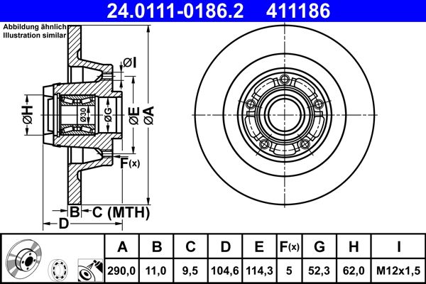 ATE 24.0111-0186.2 Brake Disc