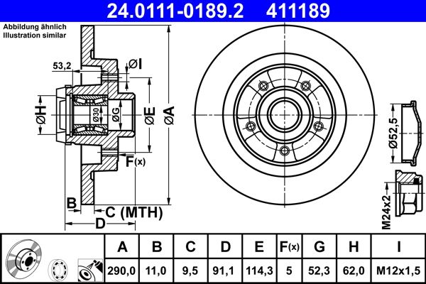 ATE 24.0111-0189.2 Brake Disc