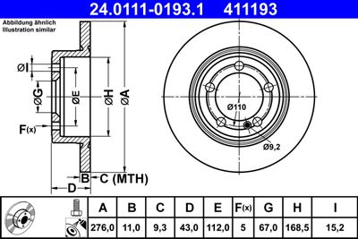 Brake Disc ATE 24.0111-0193.1