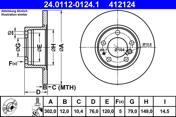 ATE 24.0112-0124.1 Brake Disc