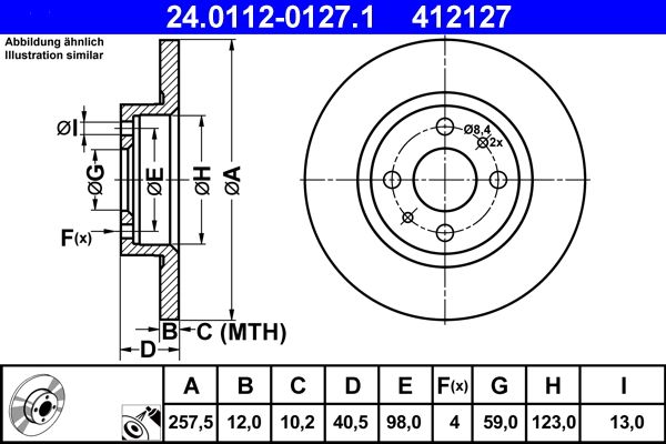 ATE 24.0112-0127.1 Brake Disc