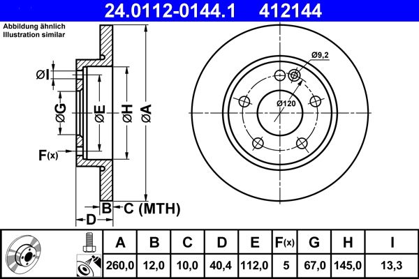 ATE 24.0112-0144.1 Brake Disc