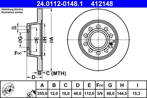 ATE 24.0112-0148.1 Brake Disc