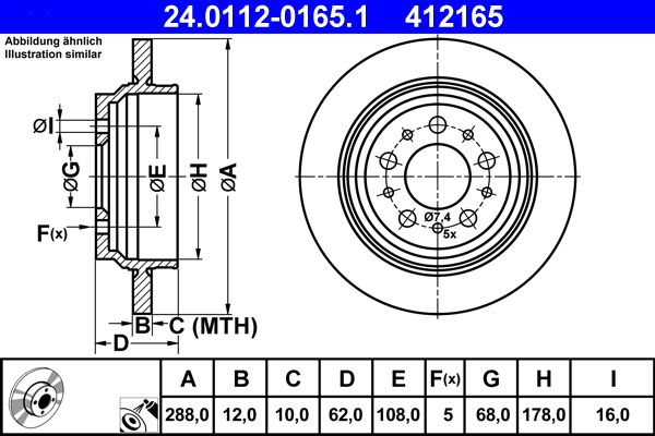 ATE 24.0112-0165.1 Brake Disc