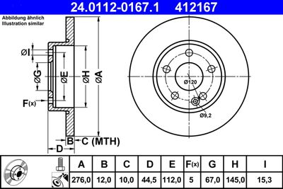 Brake Disc ATE 24.0112-0167.1