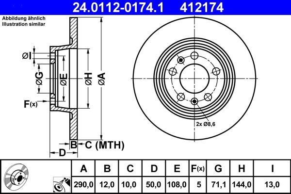 ATE 24.0112-0174.1 Brake Disc