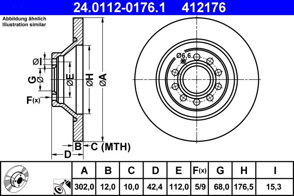 ATE 24.0112-0176.1 Brake Disc
