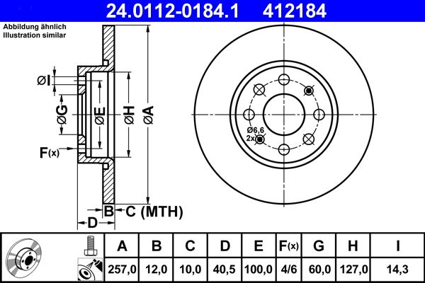 ATE 24.0112-0184.1 Brake Disc