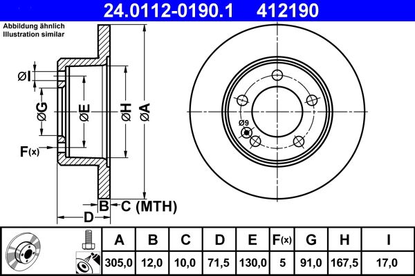 ATE 24.0112-0190.1 Brake Disc