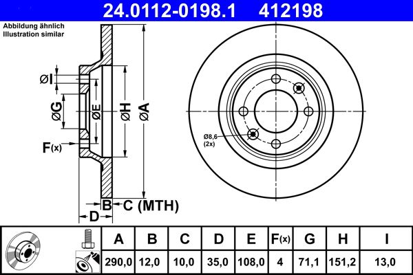 ATE 24.0112-0198.1 Brake Disc