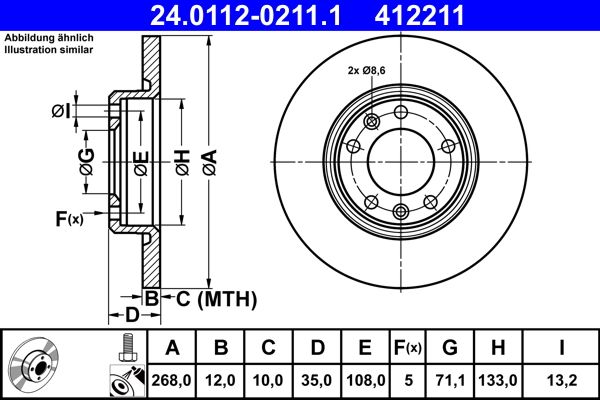 ATE 24.0112-0211.1 Brake Disc