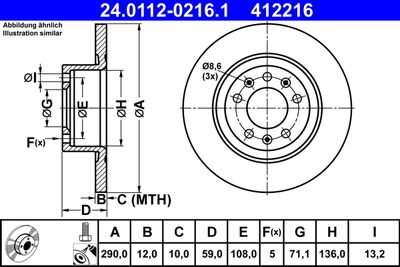 Brake Disc ATE 24.0112-0216.1
