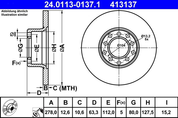 ATE 24.0113-0137.1 Brake Disc