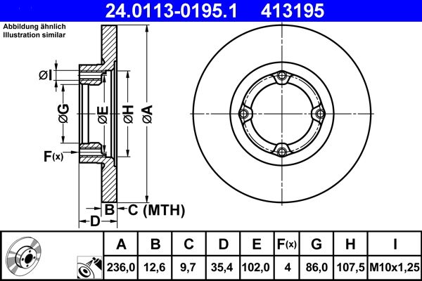 ATE 24.0113-0195.1 Brake Disc