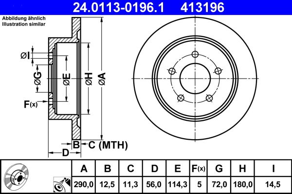 ATE 24.0113-0196.1 Brake Disc