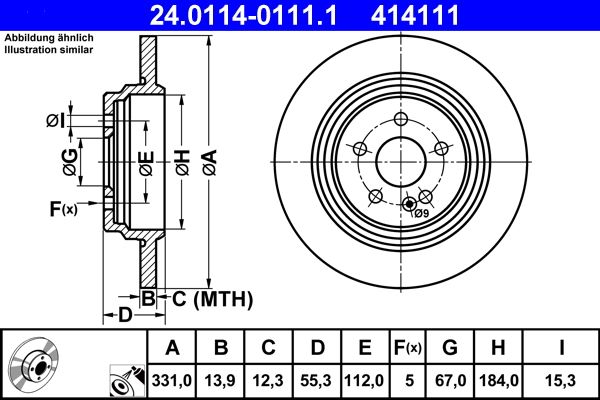ATE 24.0114-0111.1 Brake Disc