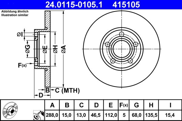ATE 24.0115-0105.1 Brake Disc