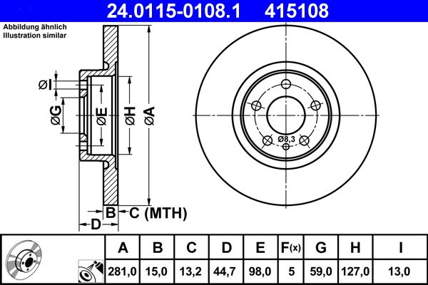 ATE 24.0115-0108.1 Brake Disc