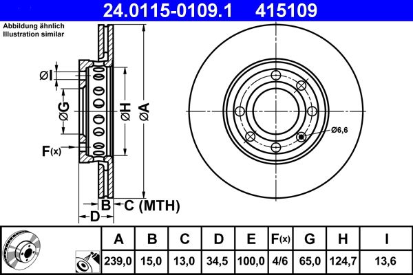 ATE 24.0115-0109.1 Brake Disc