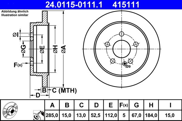 ATE 24.0115-0111.1 Brake Disc