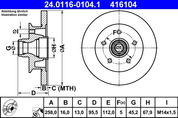 ATE 24.0116-0104.1 Brake Disc