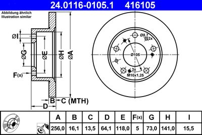 Brake Disc ATE 24.0116-0105.1