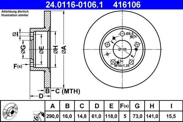 ATE 24.0116-0106.1 Brake Disc