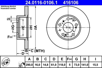 Brake Disc ATE 24.0116-0106.1