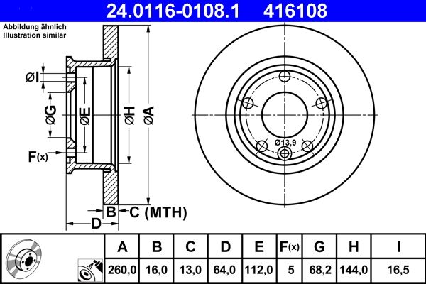 ATE 24.0116-0108.1 Brake Disc