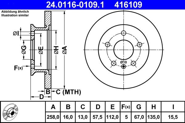 ATE 24.0116-0109.1 Brake Disc