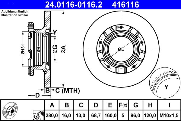 ATE 24.0116-0116.2 Brake Disc