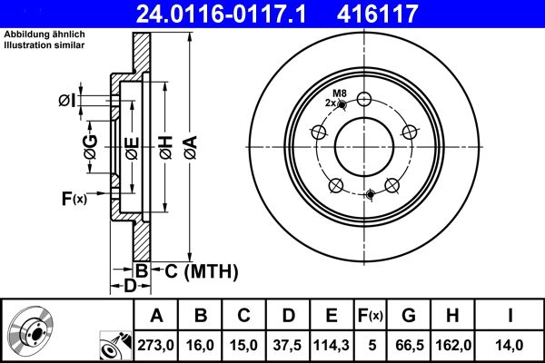 ATE 24.0116-0117.1 Brake Disc