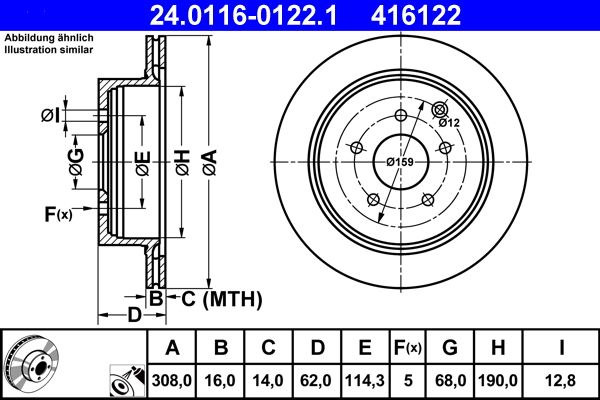 ATE 24.0116-0122.1 Brake Disc