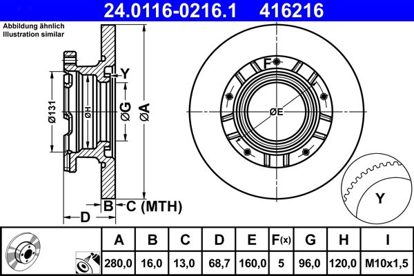 ATE 24.0116-0216.1 Brake Disc