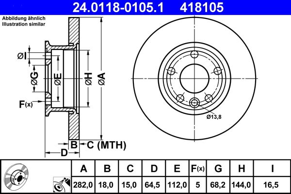 ATE 24.0118-0105.1 Brake Disc