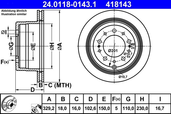ATE 24.0118-0143.1 Brake Disc