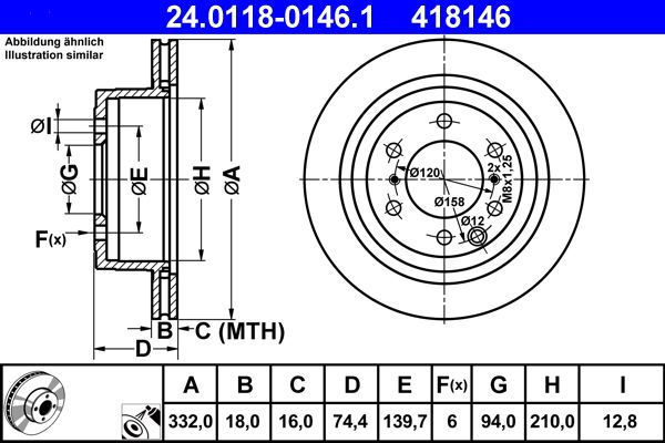 ATE 24.0118-0146.1 Brake Disc