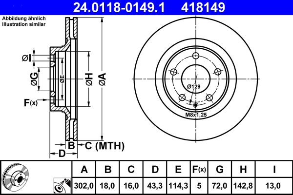 ATE 24.0118-0149.1 Brake Disc
