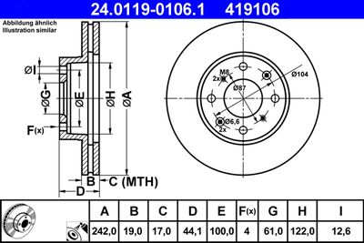 Brake Disc ATE 24.0119-0106.1
