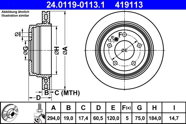 ATE 24.0119-0113.1 Brake Disc