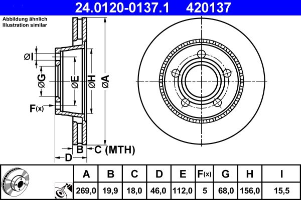ATE 24.0120-0137.1 Brake Disc