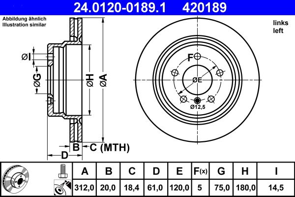 ATE 24.0120-0189.1 Brake Disc