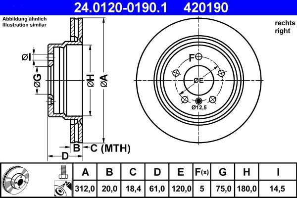 ATE 24.0120-0190.1 Brake Disc
