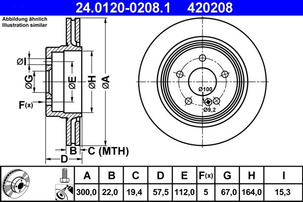 ATE 24.0120-0208.1 Brake Disc