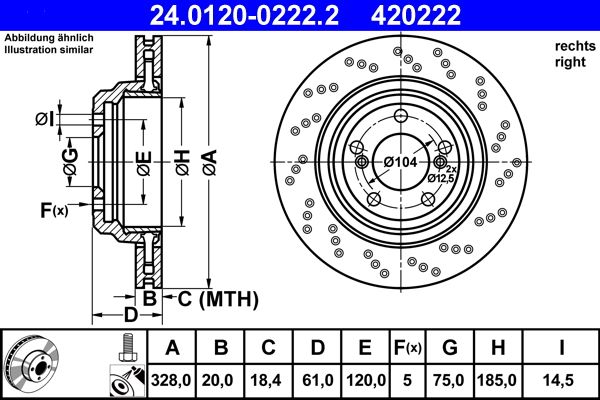 ATE 24.0120-0222.2 Brake Disc