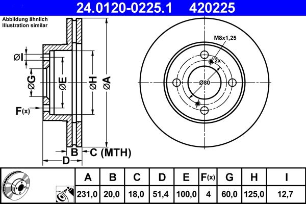 ATE 24.0120-0225.1 Brake Disc