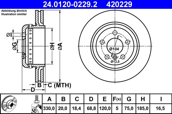 ATE 24.0120-0229.2 Brake Disc