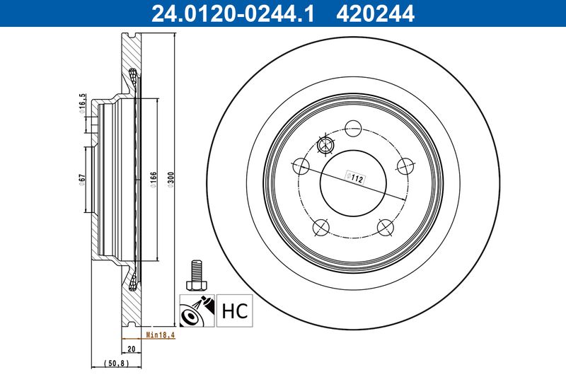 ATE 24.0120-0244.1 Brake Disc